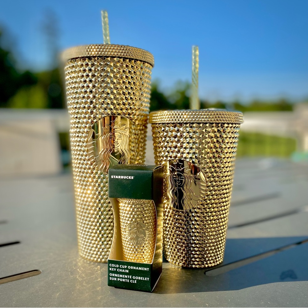 Starbucks Holiday 2022 Bling Gold Studded Set 3Pc